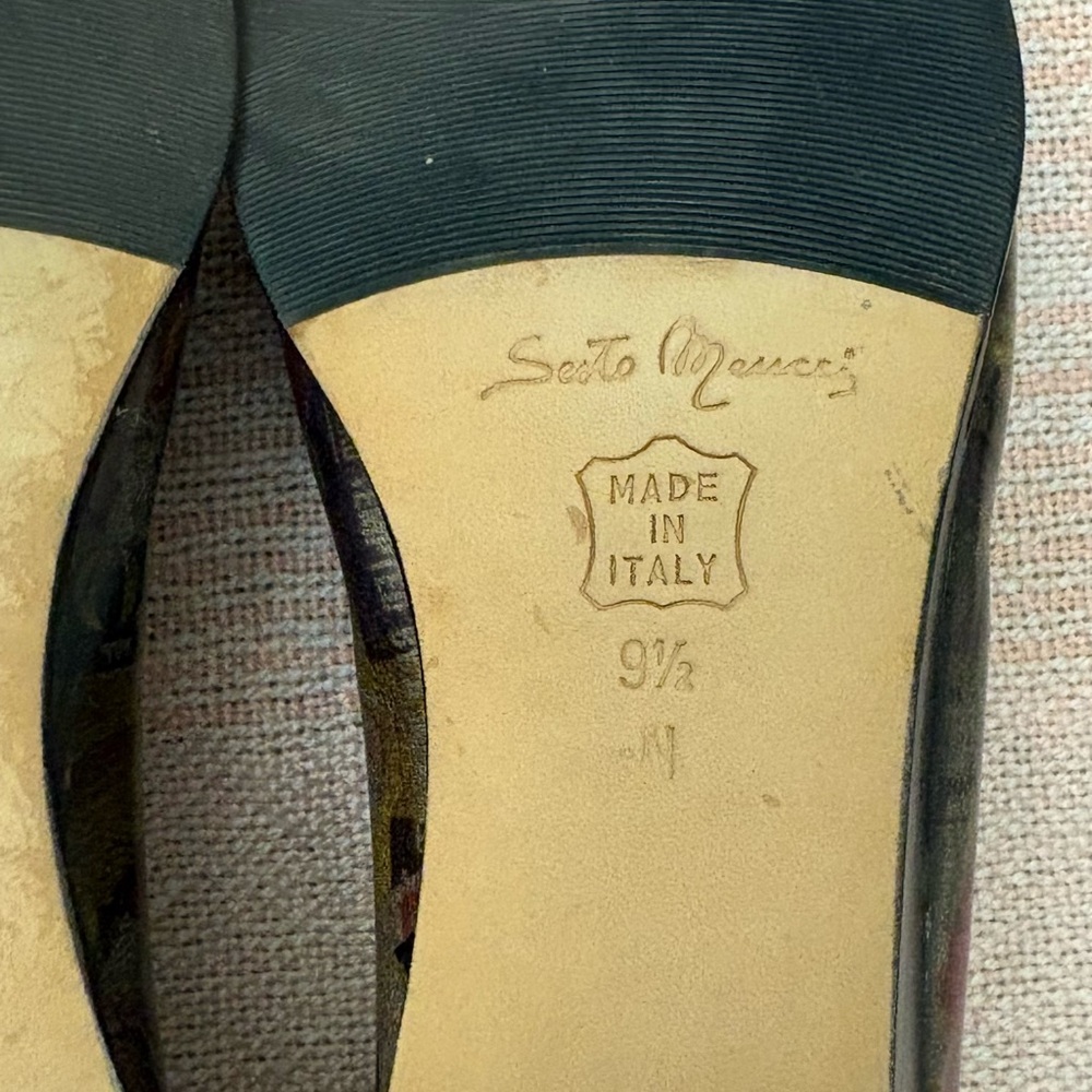 Sesto Meucci Vintage Collage Print Leather Loafers Made In Italy 9.5 - Picture 5 of 6